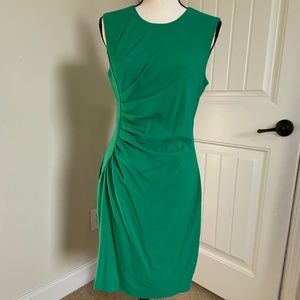 Calvin Klein ruched, green work dress, size 6